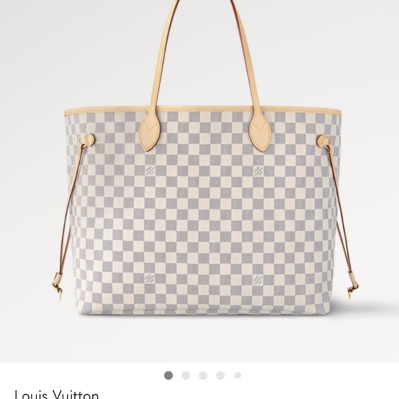 Louis Vuitton GM Neverfull Gray and Cream Checkered Tote - Picture 2 of 16